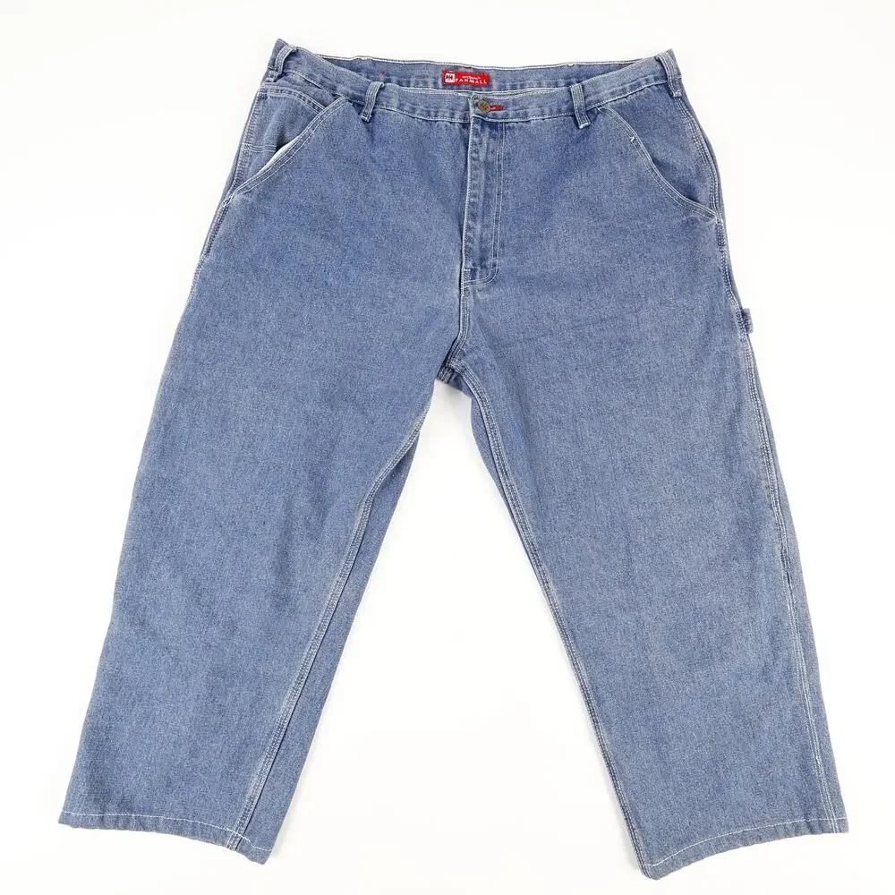 International Harvester Farmall Mens 42x30 Regular Carpenter Work Blue Jeans - Picture 2 of 12